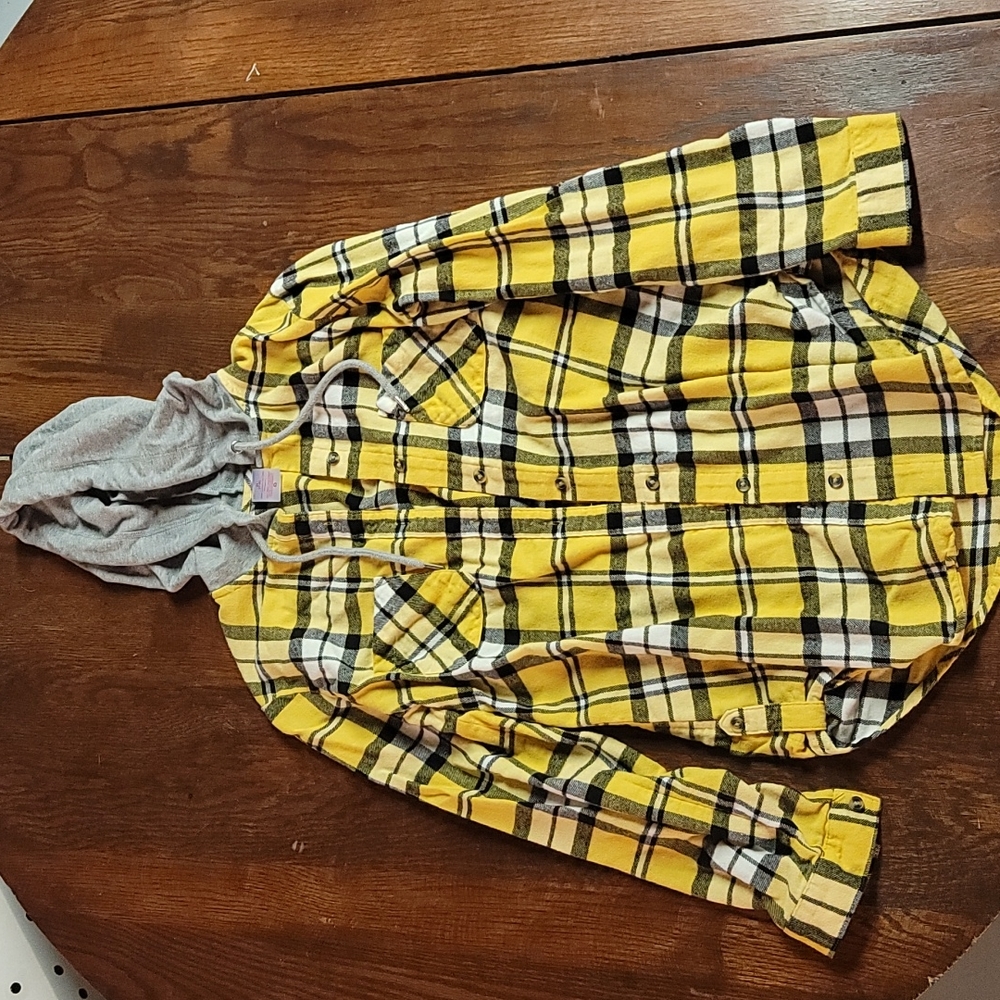 Plaid Hooded Women's Flannel / Size 7-9